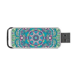 Green, Blue And Pink Mandala  Portable Usb Flash (one Side) by ConteMonfrey