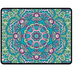 Green, Blue And Pink Mandala  Double Sided Fleece Blanket (medium)  by ConteMonfrey