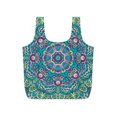 Green, Blue And Pink Mandala  Full Print Recycle Bag (s) by ConteMonfrey