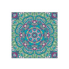 Green, Blue And Pink Mandala  Satin Bandana Scarf 22  X 22  by ConteMonfrey