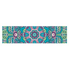 Green, Blue And Pink Mandala  Oblong Satin Scarf (16  X 60 ) by ConteMonfrey