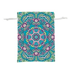 Green, Blue And Pink Mandala  Lightweight Drawstring Pouch (s) by ConteMonfrey