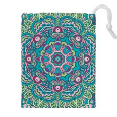 Green, Blue And Pink Mandala  Drawstring Pouch (5xl) by ConteMonfrey