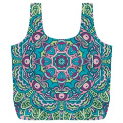 Green, Blue And Pink Mandala  Full Print Recycle Bag (xxl) by ConteMonfrey