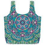 Green, Blue And Pink Mandala  Full Print Recycle Bag (XXXL) Front