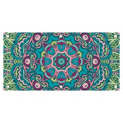 Green, Blue And Pink Mandala  Banner And Sign 6  X 3  by ConteMonfrey