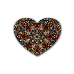 Vintage Vibes Mandala  Rubber Coaster (heart) by ConteMonfrey