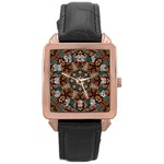 Vintage Vibes Mandala  Rose Gold Leather Watch  Front