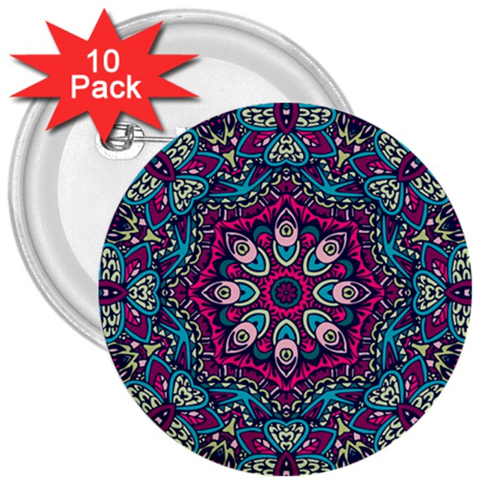 Purple, Blue And Pink Eyes 3  Buttons (10 pack) 