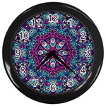 Purple, Blue And Pink Eyes Wall Clock (Black) Front