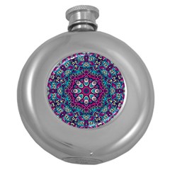 Purple, Blue And Pink Eyes Round Hip Flask (5 Oz) by ConteMonfrey