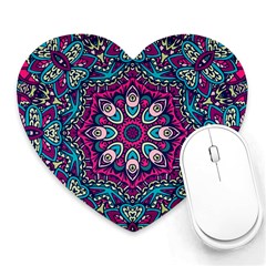 Purple, Blue And Pink Eyes Heart Mousepad by ConteMonfrey