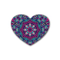 Purple, Blue And Pink Eyes Rubber Coaster (heart) by ConteMonfrey