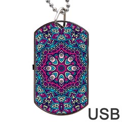 Purple, Blue And Pink Eyes Dog Tag Usb Flash (one Side) by ConteMonfrey