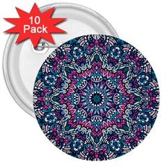 Mandala Flowers  3  Buttons (10 Pack)  by ConteMonfrey