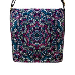 Mandala Flowers  Flap Closure Messenger Bag (l) by ConteMonfrey