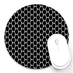 Abstract Beehive Black Round Mousepad by ConteMonfrey