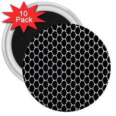 Abstract Beehive Black 3  Magnets (10 Pack) 