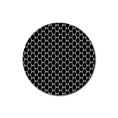 Abstract Beehive Black Rubber Round Coaster (4 Pack) by ConteMonfrey