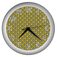 Abstract Beehive Yellow  Wall Clock (silver) by ConteMonfrey