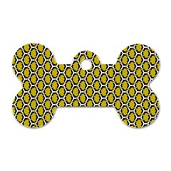 Abstract Beehive Yellow  Dog Tag Bone (two Sides) by ConteMonfrey