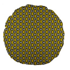 Abstract Beehive Yellow  Large 18  Premium Flano Round Cushions by ConteMonfrey