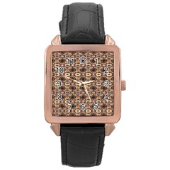 Abstract Sunflower Rose Gold Leather Watch  by ConteMonfrey