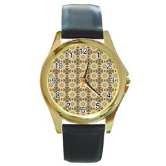 Abstracr Green Caramels Round Gold Metal Watch by ConteMonfrey