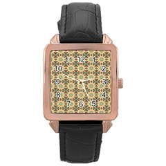 Abstracr Green Caramels Rose Gold Leather Watch  by ConteMonfrey