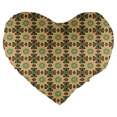 Abstracr Green Caramels Large 19  Premium Flano Heart Shape Cushions by ConteMonfrey