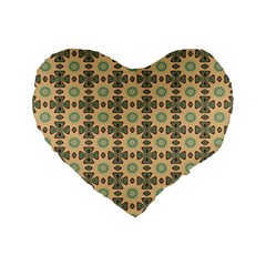 Abstract Green Caramels Standard 16  Premium Flano Heart Shape Cushions by ConteMonfrey