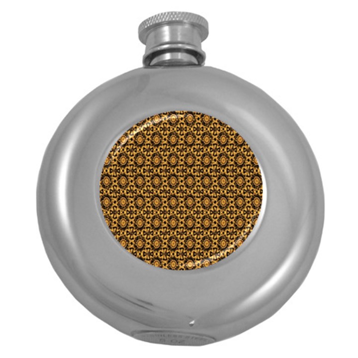 Cat head Caleidoscope Round Hip Flask (5 oz)