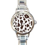 Cow spots brown white Round Italian Charm Watch Front