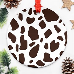 Cow Spots Brown White Ornament (round) by ConteMonfrey