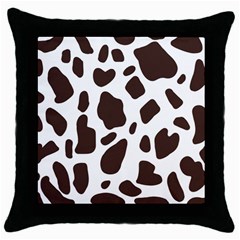 Cow Spots Brown White Throw Pillow Case (black) by ConteMonfrey