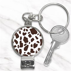 Cow Spots Brown White Nail Clippers Key Chain by ConteMonfrey