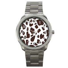 Cow Spots Brown White Sport Metal Watch by ConteMonfrey