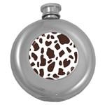 Cow spots brown white Round Hip Flask (5 oz) Front