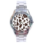 Cow spots brown white Stainless Steel Analogue Watch Front