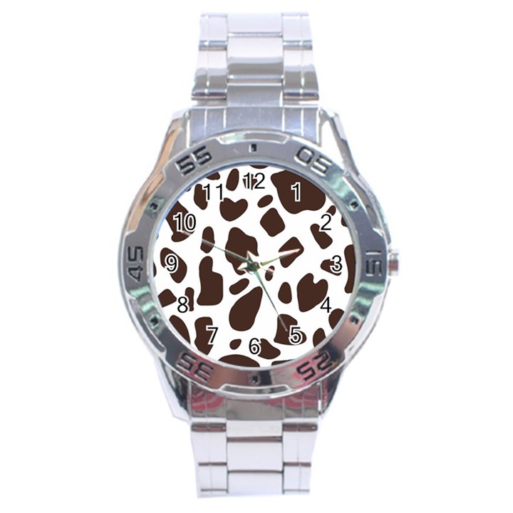 Cow spots brown white Stainless Steel Analogue Watch