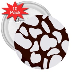 Brown White Cow 3  Buttons (10 Pack)  by ConteMonfrey