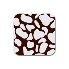 Brown White Cow Rubber Square Coaster (4 Pack) by ConteMonfrey