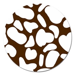 Brown White Cow Magnet 5  (round) by ConteMonfrey