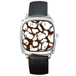 Brown white cow Square Metal Watch Front