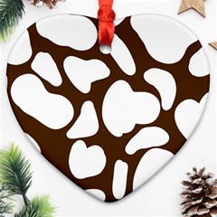 Brown White Cow Heart Ornament (two Sides) by ConteMonfrey