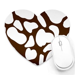 Brown White Cow Heart Mousepad by ConteMonfrey