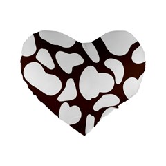 Brown White Cow Standard 16  Premium Heart Shape Cushions by ConteMonfrey