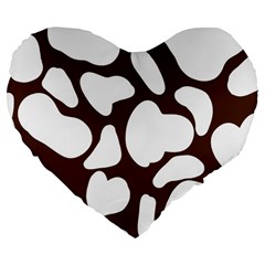 Brown White Cow Large 19  Premium Flano Heart Shape Cushions by ConteMonfrey