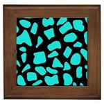 Blue Neon Cow Background   Framed Tile Front