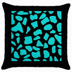 Blue Neon Cow Background   Throw Pillow Case (black) by ConteMonfrey